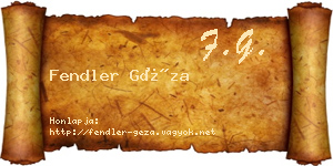 Fendler Géza névjegykártya